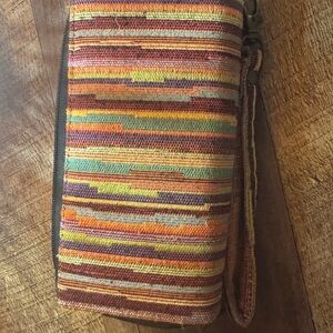 Source Unknown Multicolor Striped Clutch